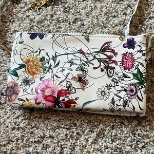 Faux Designer Floral small Crossbody Bag or Wristlet